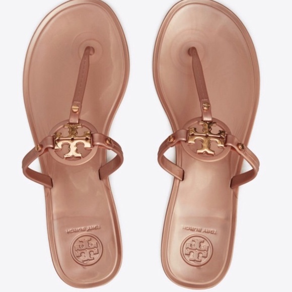 Sz 8 Tory Burch Mini Miller Jelly Thong Sandals Rose Gold - Picture 6 of 16
